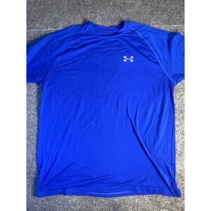 Under Armour Activewear Shirt Large Mens Medium Royal‎ Blue Solid Stretch